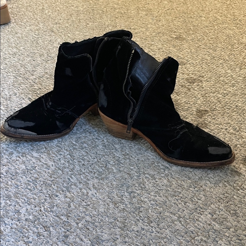 Free People Black Velvet Ankle Boots
